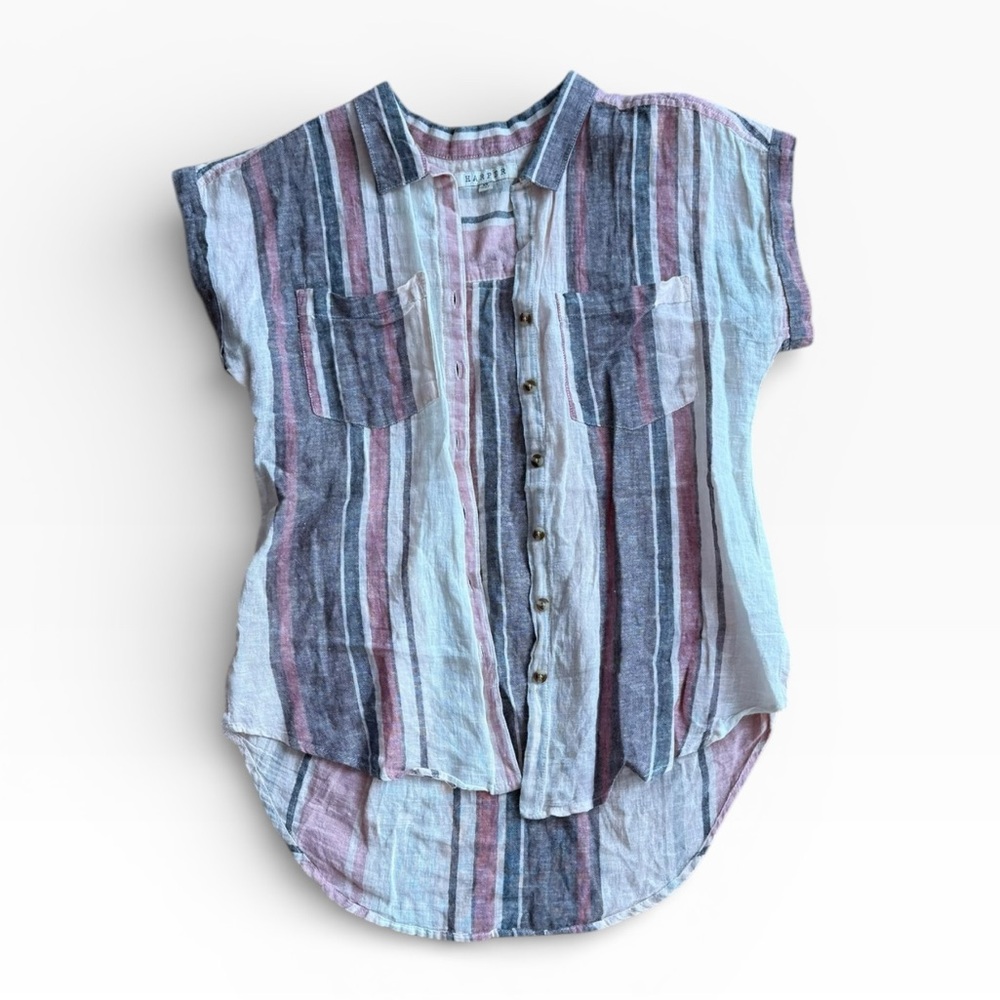 Harper Linen Striped Button-Up Shirt